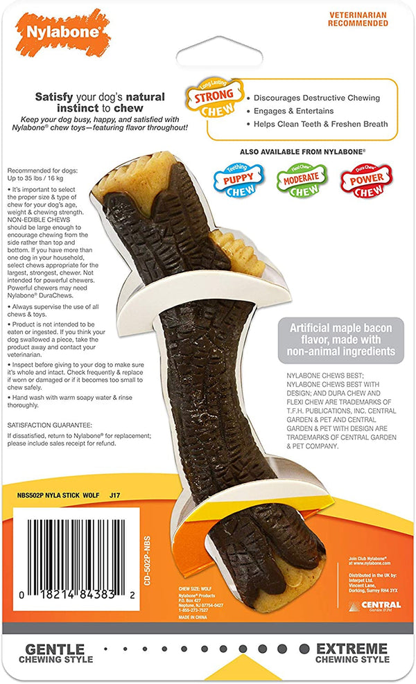 Nylabone Strong Chew Stick Made with Real Wood Dog Chew Toy, Medium | Bacon Flavor, Medium Breeds, No Splintering, Durable Chew Toys, Long Lasting, Helps Clean Teeth, Medium Breeds up to 35 Lbs9