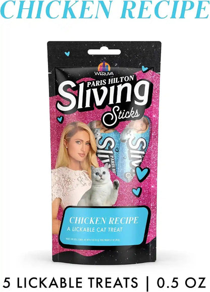 Weruva Paris Hilton Pamper like Paris Sliving Sticks, Chicken, 0.5Oz Lickable Cat Treats, Pack of 52
