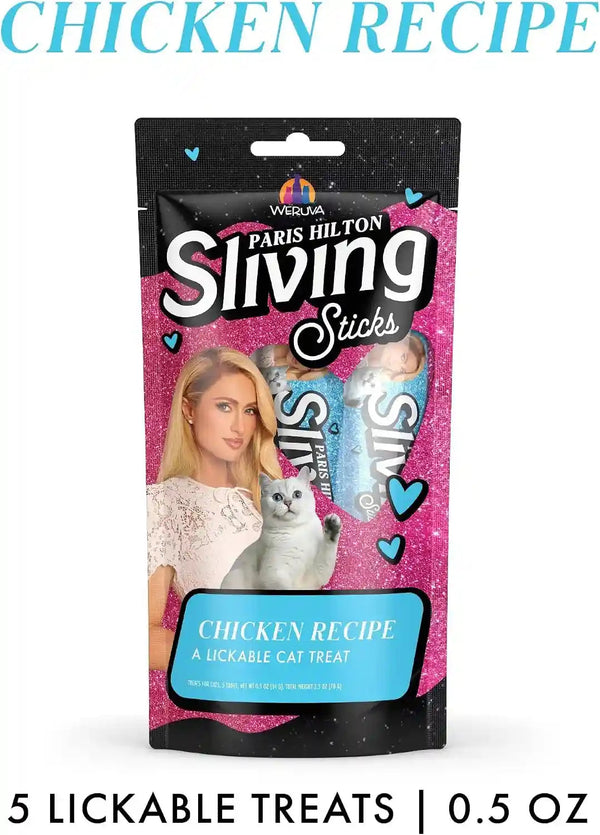 Weruva Paris Hilton Pamper like Paris Sliving Sticks, Chicken, 0.5Oz Lickable Cat Treats, Pack of 52