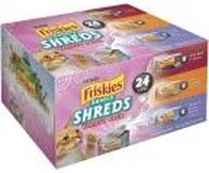 Purina Friskies Gravy Wet Cat Food Variety Pack, Shreds with Beef, with Chicken, and Turkey and Cheese Dinner - (Pack of 24) 5.5 Oz. Cans4