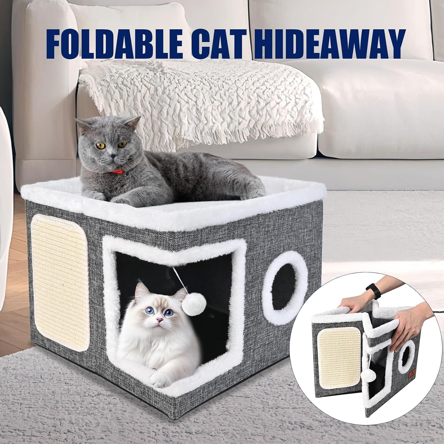 cat-beds-for-indoor-cats-large-cat-cave-bed-with-scratch-pad-and-fluffy-ball-foldable-cat-hideaway-cat-house-with-reversible-cushion-for-multi-small-pet-up-to-30lbs-grey