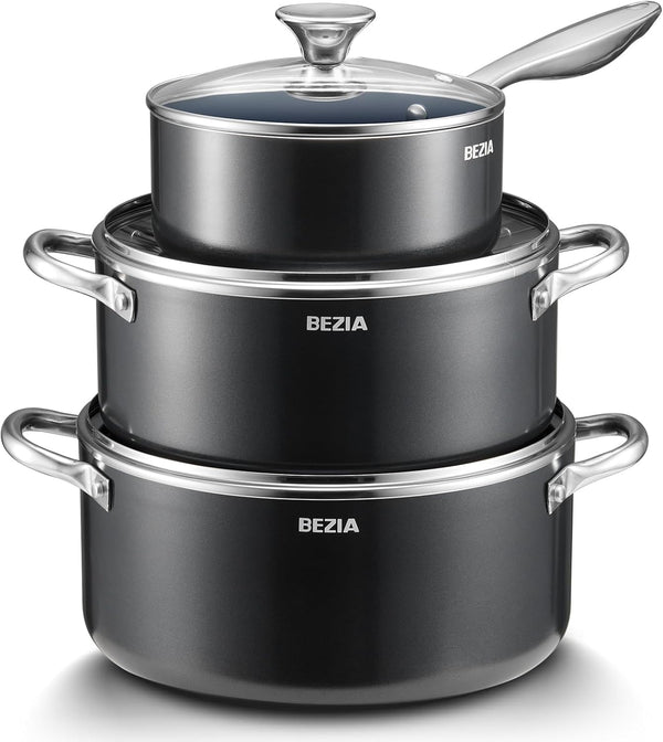 Nonstick Induction Cookware Set, 6-Piece Pots and Pans Set with Lids | 2QT Saucepan, 4.8QT Casserole Dutch Oven, 6QT Stock Pot, Riveted Stainless Steel Handles, Oven Safe, Works on All Stovetops9