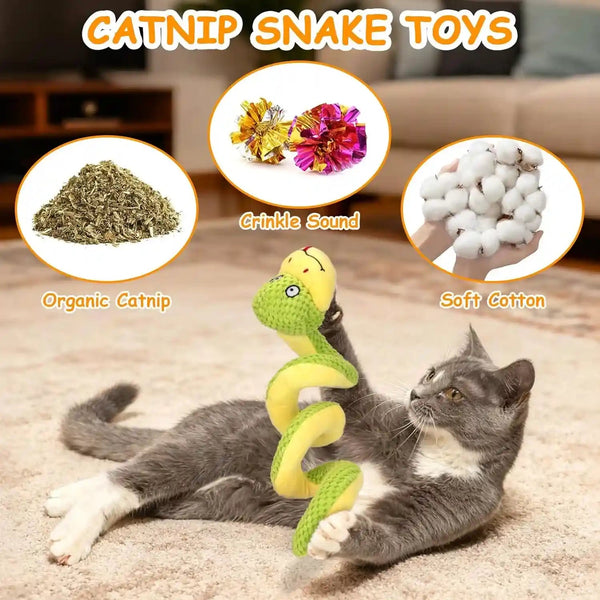 Retro Shaw 11" Realistic Snake Cat Toy – Interactive Kicker Toy for Indoor Cats with Silvervine & Catnip, Crinkle Sound, Spring-Loaded Design, Bite-Resistant Plush for Kitten Teething & Boredom Relief4