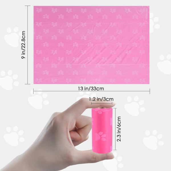 Poop Bags Rolls 256 Count - 9X13 Inches Pink Thickened Leakproof Lavender Scent Poo Bags for Dogs, Eco-Friendly Pet Waste Bags for Walking,Travel,Home.7