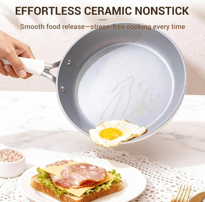 15-Piece Ribbed Ceramic Cookware Set, Pots and Pans Set Non Stick, Induction Ready, Healthy Non Toxic Kitchen Cooking Set Pfas/Pfoa/Ptfe-Free, Silicone-Wrapped Stay-Cool Handle3