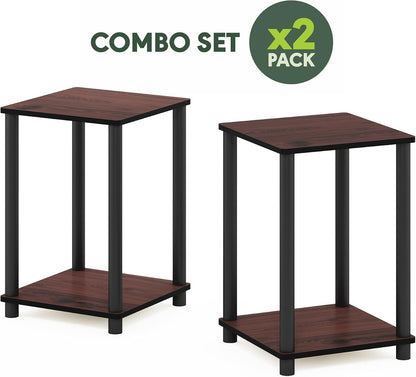 Turn-N-Tube Toolless Assembly Side Table Set of 2, Stackable 2-Tier Brown End Table with Open Shelf, Night Stand, Bedside Table, for Living Room, Bedroom, Cherry Oak6