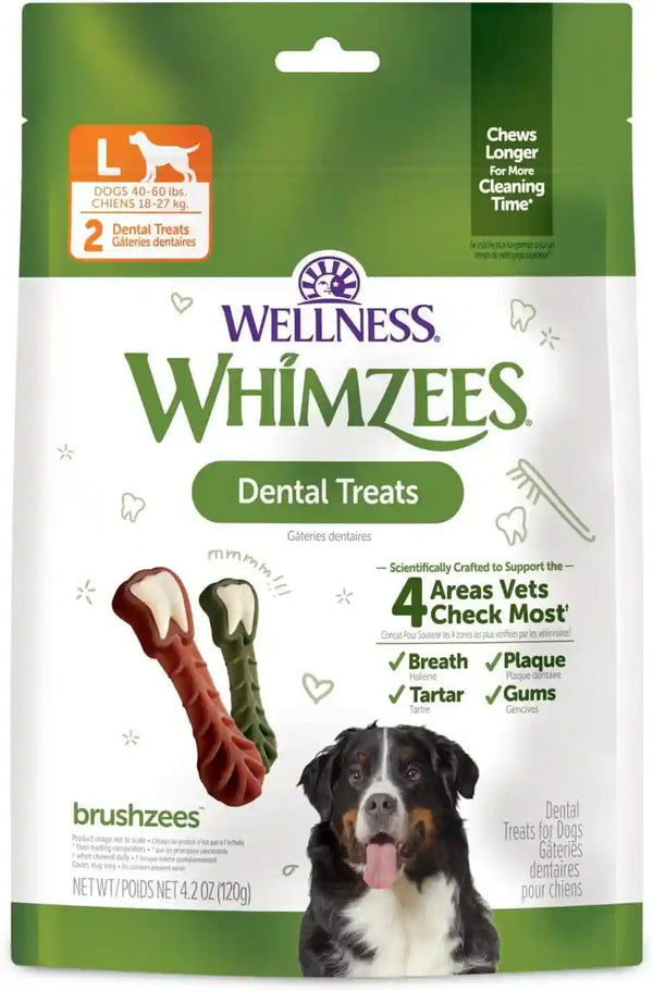 Whimzees Wellness Brushzees Natural Dog Dental Treat, VOHC Accepted Chews, Freshens Breath, Extra-Small Size, 12.7 Oz Bag, 48 Count16