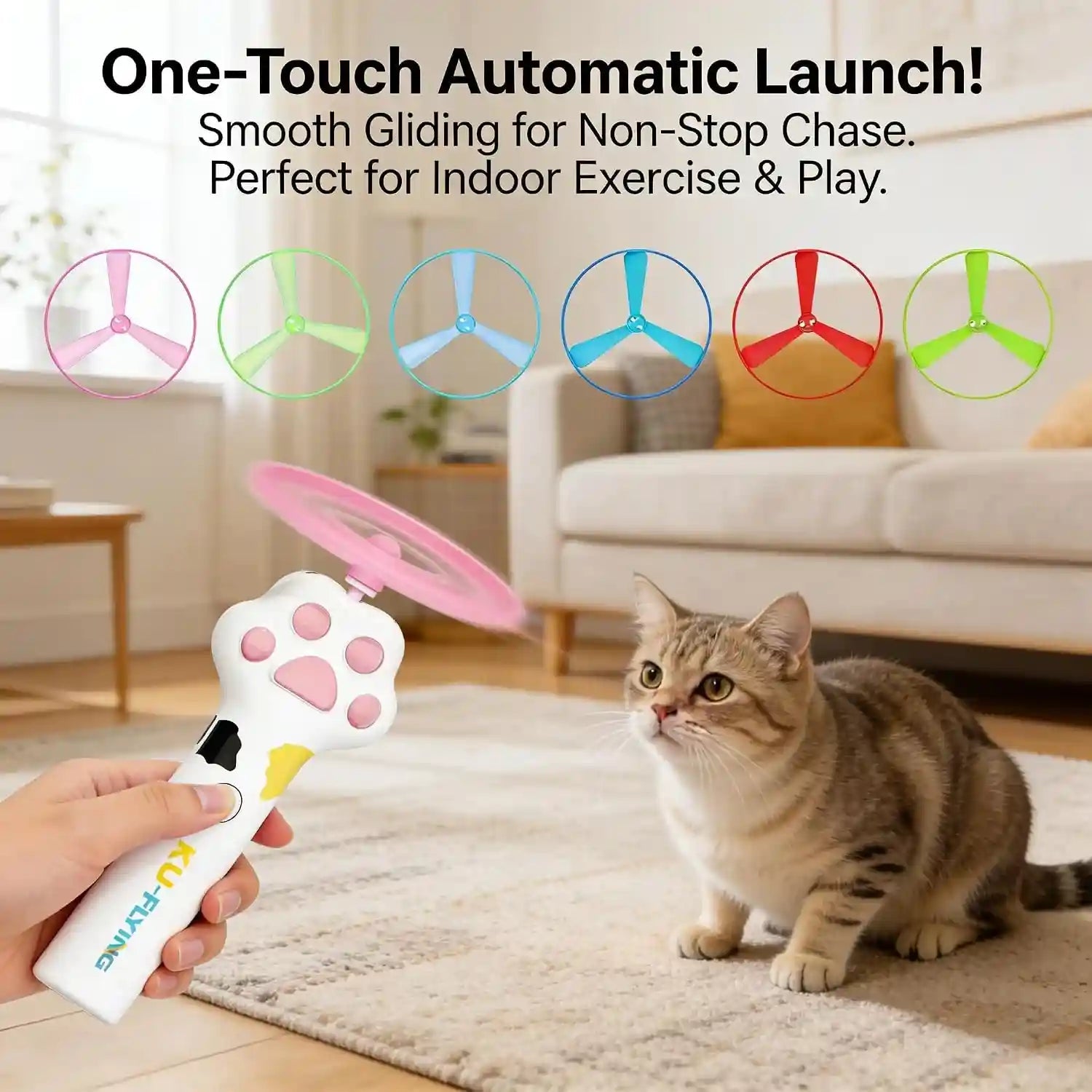 cat-fetch-toy-launcher-flying-disc-launcher-toy-rechargeable-with-10-flying-discs-flying-cat-toy-disc-launcher-for-kitten-dog-playing-interactive-hunting-tracking-toys-for-outdoor-indoor-white