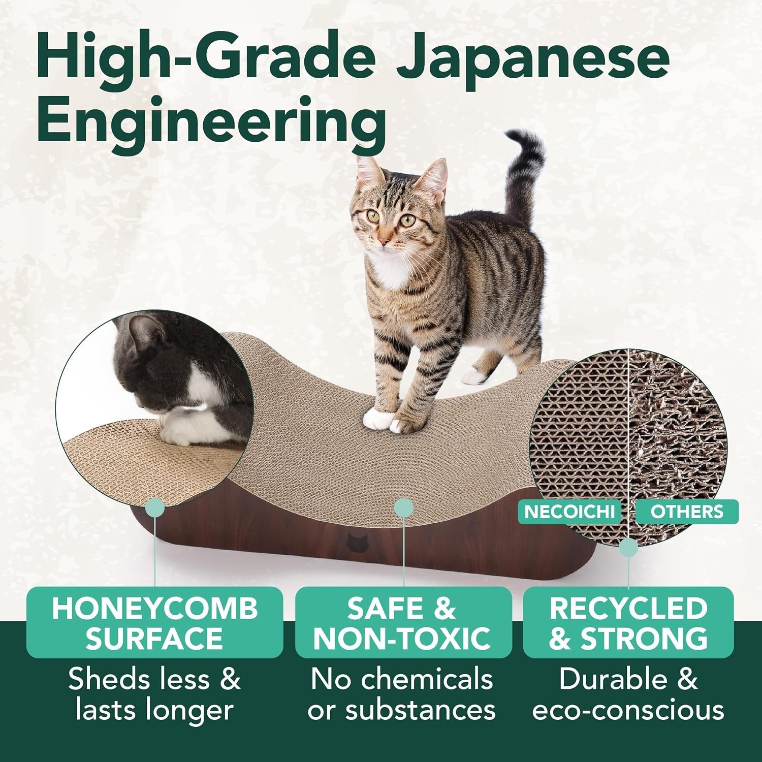 necoichi-cardboard-cat-scratcher-bed-for-indoor-cats-cat-scratching-board-horizontal-cat-scratch-pad-lounger-with-reversible-usability-and-extra-comfort-for-lounge-curved-23-large-dark-cherry