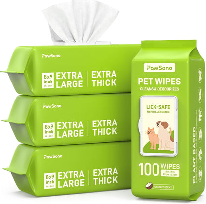 Hypoallergenic Pet Wipes for Dogs, Cats & Small Animals, 400 Coun | Quick Clean & Deodorize Paws, Butt, Eyes, Face & Fur | Daily Grooming Wipes | Extra Large & Thick | Coconut Scented1