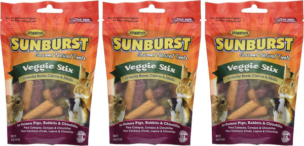 Higgins 3 Pack of Sunburst Veggie Stix, 4 Ounces Each, Gourmet Natural Treats for Guinea Pigs Rabbits and Chinchillas1
