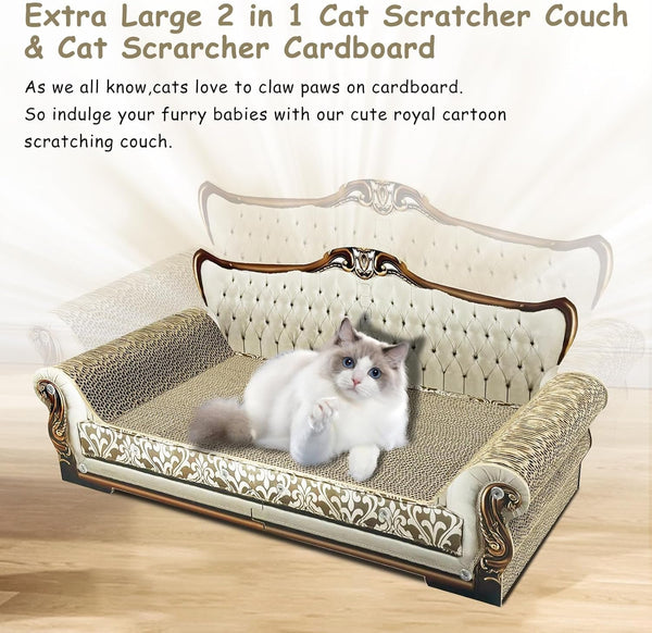 Luxury Cardboard Cat Scratcher Sofa Bed, Couch Shaped Scratching Board, Scratch Lounge with Catnip, Scratcher for Indoor Cats Large Grey7