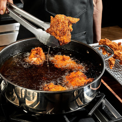 Hexclad Hybrid Nonstick 18-Piece Cookware Set, 2, 3, and 8Qt Pots with Lids, 2 Silicone Trivets, 8", 10", and 12" Pans with Lids, 7Qt Chicken Fryer with Lid, and 14" Wok with Lid, Stay-Cool Handles4