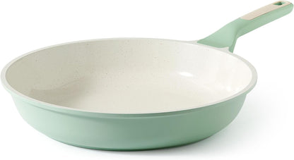 Nonstick Ceramic Frying Pan 11-Inch, Healthy Non Toxic Skillet, Induction Compatible Omelet Pan with Heat Resistant Handle, Pfas-Free, Mint Green1