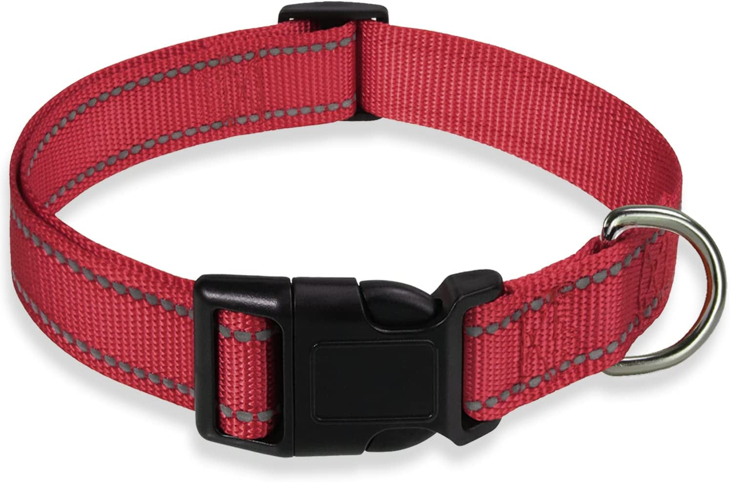 reflective-dog-collar-with-buckle-adjustable-safety-nylon-collars-for-small-medium-large-dogs-pink-m-breathable-nylon-collars-for-small-medium-large-dogs-no-chafing-on-walks-and-outdoor-hikes-metal-d-ring-night-safety