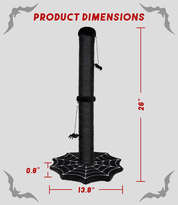 Gothic Cat Scratching Post with Spider Toys for Indoor Cats | Halloween Sisal Scratcher｜Goth Tree Tower｜Cobweb Base｜Spooky Furniture｜Interactive Dangling Toy｜Activity Kitty Play Center7