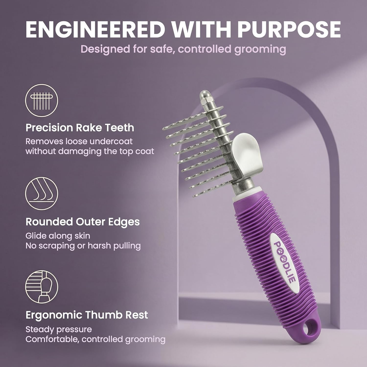 poodle-dematting-fur-rake-comb-brush-for-dogs-and-cats-long-2-5-steel-safety-blades-metal-comb-for-detangling-matted-or-knotted-undercoat-hair