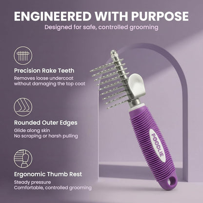 Poodle Dematting Fur Rake Comb Brush for Dogs and Cats - Long 2.5" Steel Safety Blades Metal Comb for Detangling Matted or Knotted Undercoat Hair3