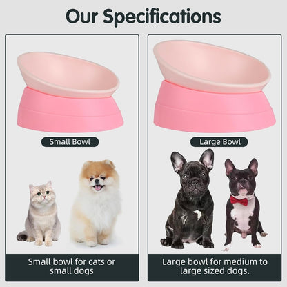 Bulldog Bowl Anti-Slip Dog Cat Dish Detachable Rubber Dog Bowl Pet Sterile Tilted Pet Feeder Slope Base ，Pink：2 Cups5