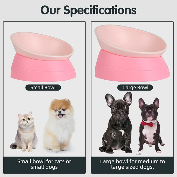 Bulldog Bowl Anti-Slip Dog Cat Dish Detachable Rubber Dog Bowl Pet Sterile Tilted Pet Feeder Slope Base ，Pink：2 Cups5