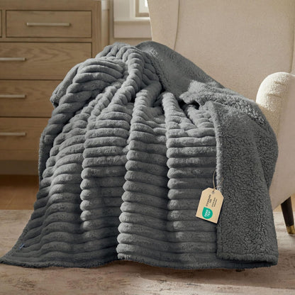Bedsure Comfyfleece™ Waterproof Dog Blankets for Large Dogs,50X60 Cream | Soft Plush Couch Cover,Washable Corduroy Fleece for Furniture Protector,Cozy Calming Reversible Pet Blanket for Senior Dogs39