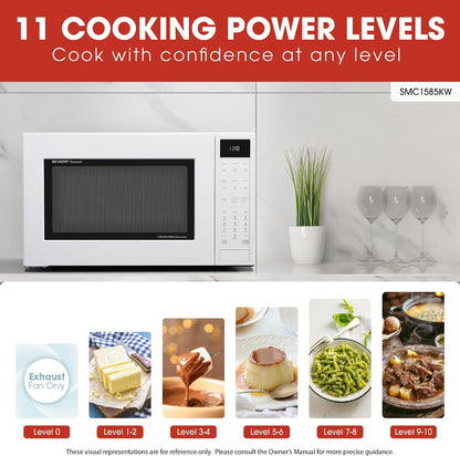 SMC1585KW Convection Countertop Microwave Oven with Removeable 15.4" Carousel Turntable, 1.5 Cubic Feet, 900 Watt, Sensor Cooking, White | 1.5 Cubic Feet, 900 Watt, Removeable 15.4" Carousel Turntable, Sensor Cooking3