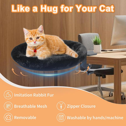 Cat Desk Bed - Ergonomic Cat Desk Perch Clamp for Remote Workers - Quality Desktop Suspended Cat'S Bed- Rotating Cats Hammock Desk with Removable Cover, Cat Bed Hold up to 50LBS5