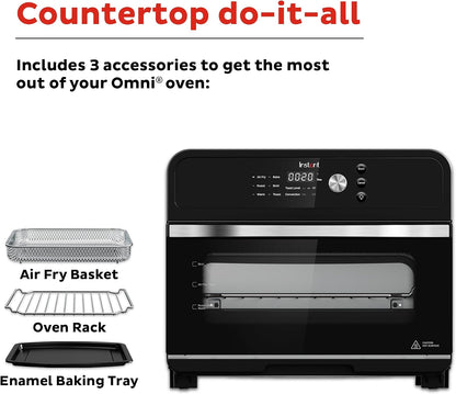 Omni 19QT/18L Toaster Oven Air Fryer, 7-In-1 Functions, Fits 12" Pizza, Crisps, Broils, Bakes, Roasts, Toasts, Warms, Convection, 100+ In-App Recipes, from the Makers of , Black7