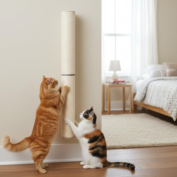 Powerking Wall Mounted Cat Scratcher, 24" Vertical Sisal Scratching Post for Indoor Cats, Space-Saving Wall Cat Furniture with Natural Jute Rope & Rotatable Design8