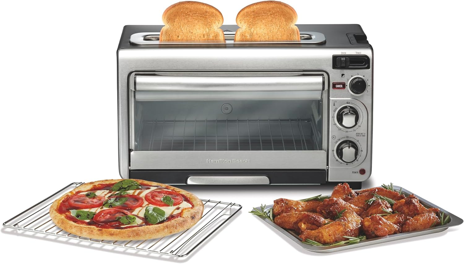 2-in-1-countertop-toaster-oven-and-long-slot-2-slice-toaster-bake-broil-toast-2-rack-positions-60-minute-timer-automatic-shut-off-shade-selector-stainless-steel-31156j