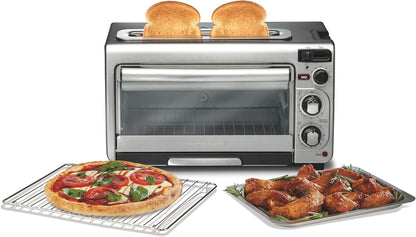 2-In-1 Countertop Toaster Oven and Long Slot 2 Slice Toaster | Bake, Broil Toast | 2 Rack Positions | 60 Minute Timer | Automatic Shut off | Shade Selector | Stainless Steel | 31156J1