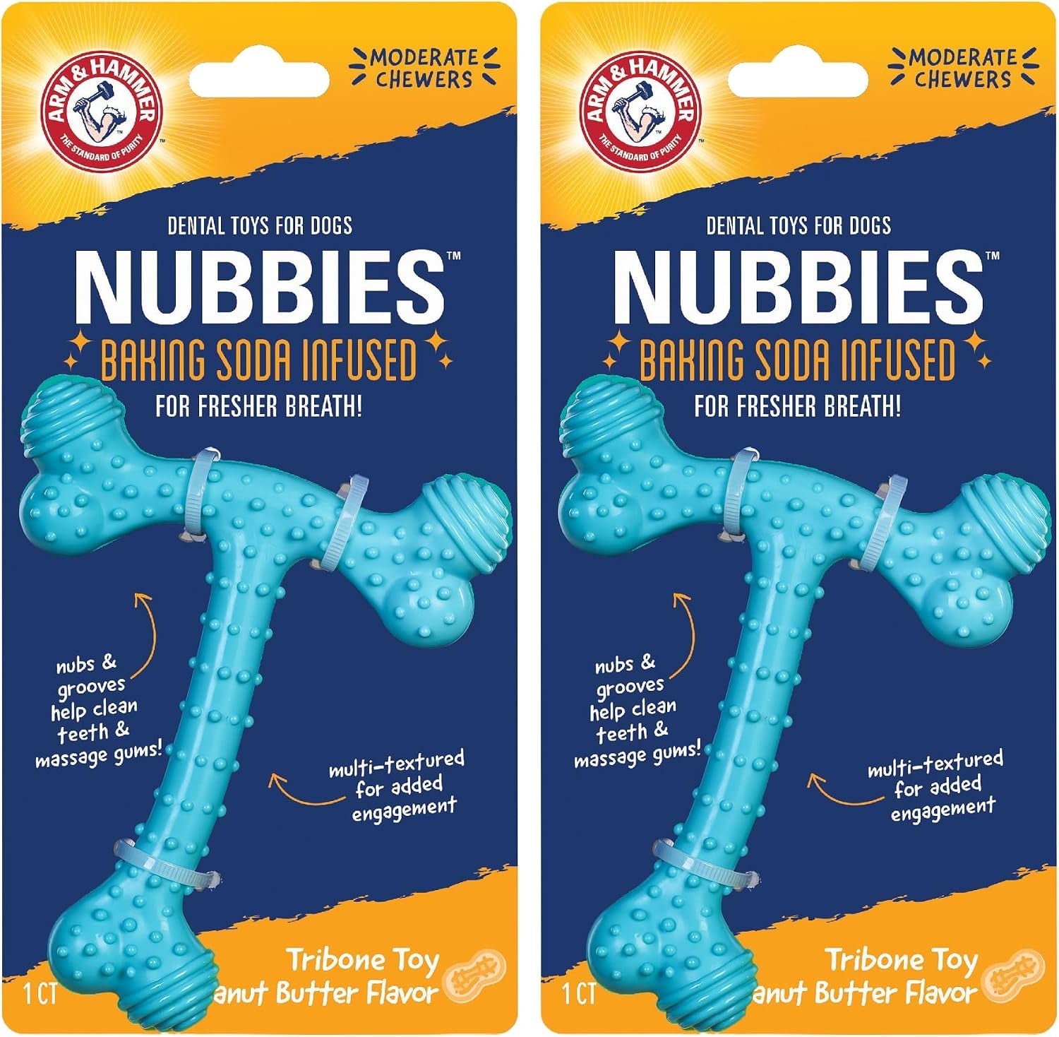 arm-and-hammer-nubbies-t-bone-dental-dog-chew-toy-with-peanut-butter-flavor-tpr-nubs-clean-teeth-and-gums-durable-nylon-chew-for-aggressive-chewers-helps-reduce-plaque-and-tartar