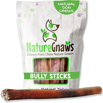 Nature Gnaws Extra Thin Bully Sticks for Small Dogs 5-6" (10 Count) - Long Lasting for Light Chewers and Puppies - Natural Beef Dog Chew Bones16