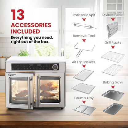 Ultra-Premium Air Fryer Toaster Oven Combo with Independent Dual-Zone Technology, Extra Large 32QT French Door Stainless Steel Convection Oven, Next-Gen Patent Technology, 13 Accessories5