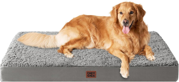 EHEYCIGA Orthopedic Dog Bed Large with Removable Washable Cover,Grey,41X27 | Egg Crate Foam Support,Durable Oxford Fabric,Non-Slip Bottom,Machine Washable,Soft Waterproof Plush Pet Bed Mat for Crate86
