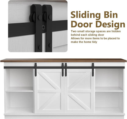TV Stand for 65 Inch TV, Sliding Barn Doors, Bright White | Farmhouse Entertainment Center, Storage Cabinets, Adjustable Shelves, Media Console for Living Room, Bedroom4