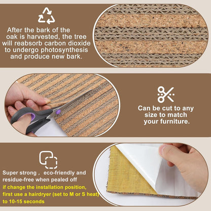 Natural Cork-Cat Scratch Pad-Cat Scratch Mat Rug-Avoid Cat Couch Protector-Cat Scratch Furniture Protector for Post/Sofa/Floor-Indoor Wall Scratchers-Cat Scratching Carpets-Stretching-Kitty Gifts6