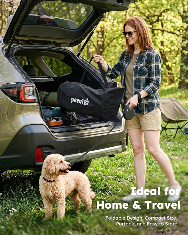 Pecute Raised Dog Bed with Cooling Mat, Elevated Pet Cot for Small Dogs, M | Breathable Textilene Mesh, Outdoor Camping & Beach, Steel Frame,130 Lbs Heavy Duty Support, Tool-Free 3-Second Quick Assembly3