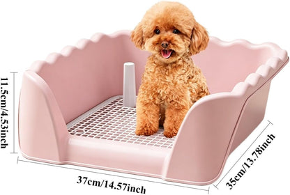 Indoor Outdoor Dog Potty Training Tray, Reusable Puppy Litter Box for Small & Medium Puppies, Pet Potty Pad Holder Toilet for Puppy Training 14.57''LX4.53''HX13.78''W (Pink)2
