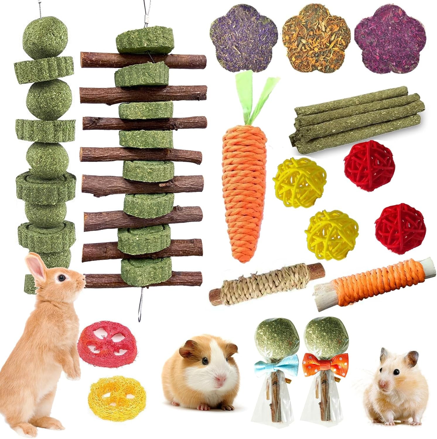wdefun-21pcs-rabbit-chew-toys-for-teeth-grinding-natural-timothy-hay-cakes-treats-for-bunny-organic-apple-wood-sticks-toy-set-for-guinea-pigs-hamsters-chinchillas-dental-health-boredom-relief