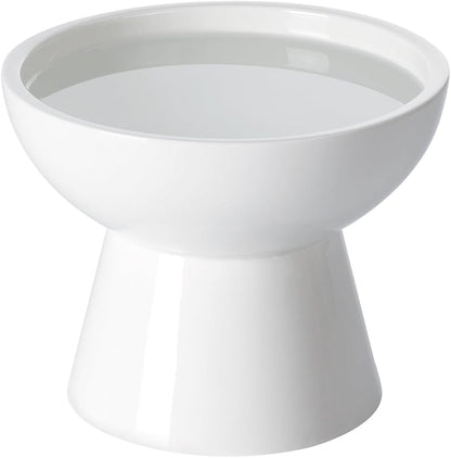 Loejan Elevated Cat Food and Water Bowls Set, Extra Wide and Raised Ceramic Bowls, Anti-Vomit Whisker-Free Pressure Cat Feeder for Kittens to Adult Cats and Small Dogs (White, Water Bowl)1