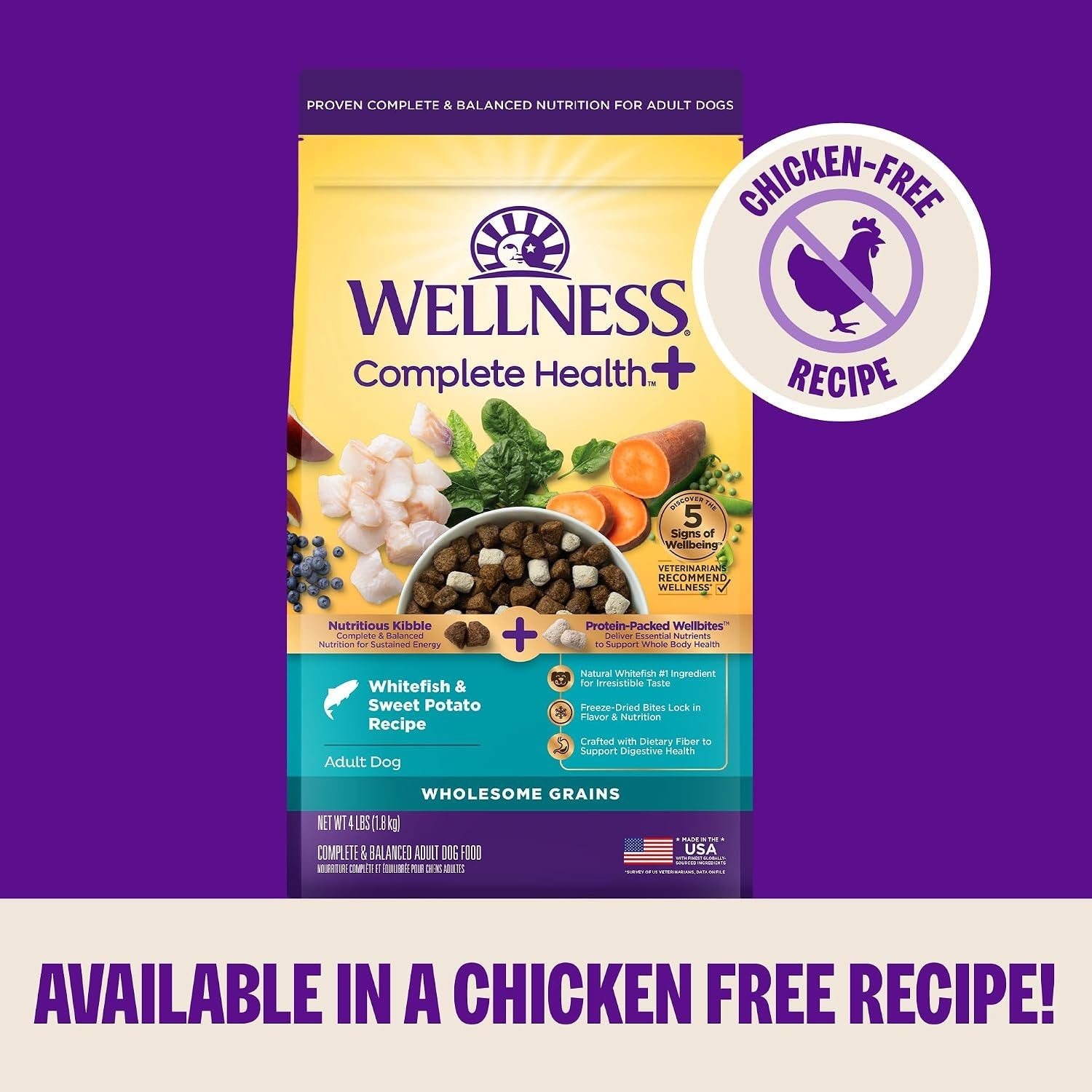 wellness-complete-health-adult-dry-dog-food-with-freeze-dried-wellbites-wholesome-grain-kibble-natural-chicken-and-oatmeal-recipe-4-lb-bag
