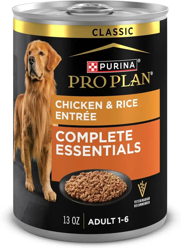 Purina Pro Plan Complete Essentials Wet Dog Food Chicken and Rice Entree and Beef and Rice Entree Variety Pack - (Pack of 12) 13 Oz. Cans12