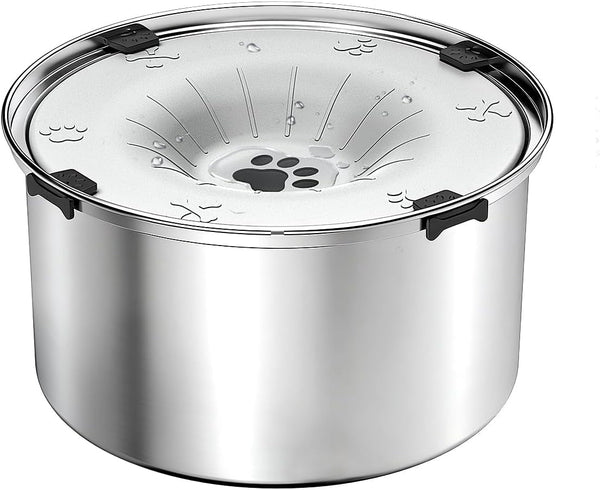 SCHITEC No Spill Dog Water Bowl for Large Dogs, 5.6L / 1.5 Gallon Stainless Steel Splash-Proof Slow Drinking Pet Dish with Floating Disk & Non-Slip Base, Mess-Free Design for Home or Travel-Gray8