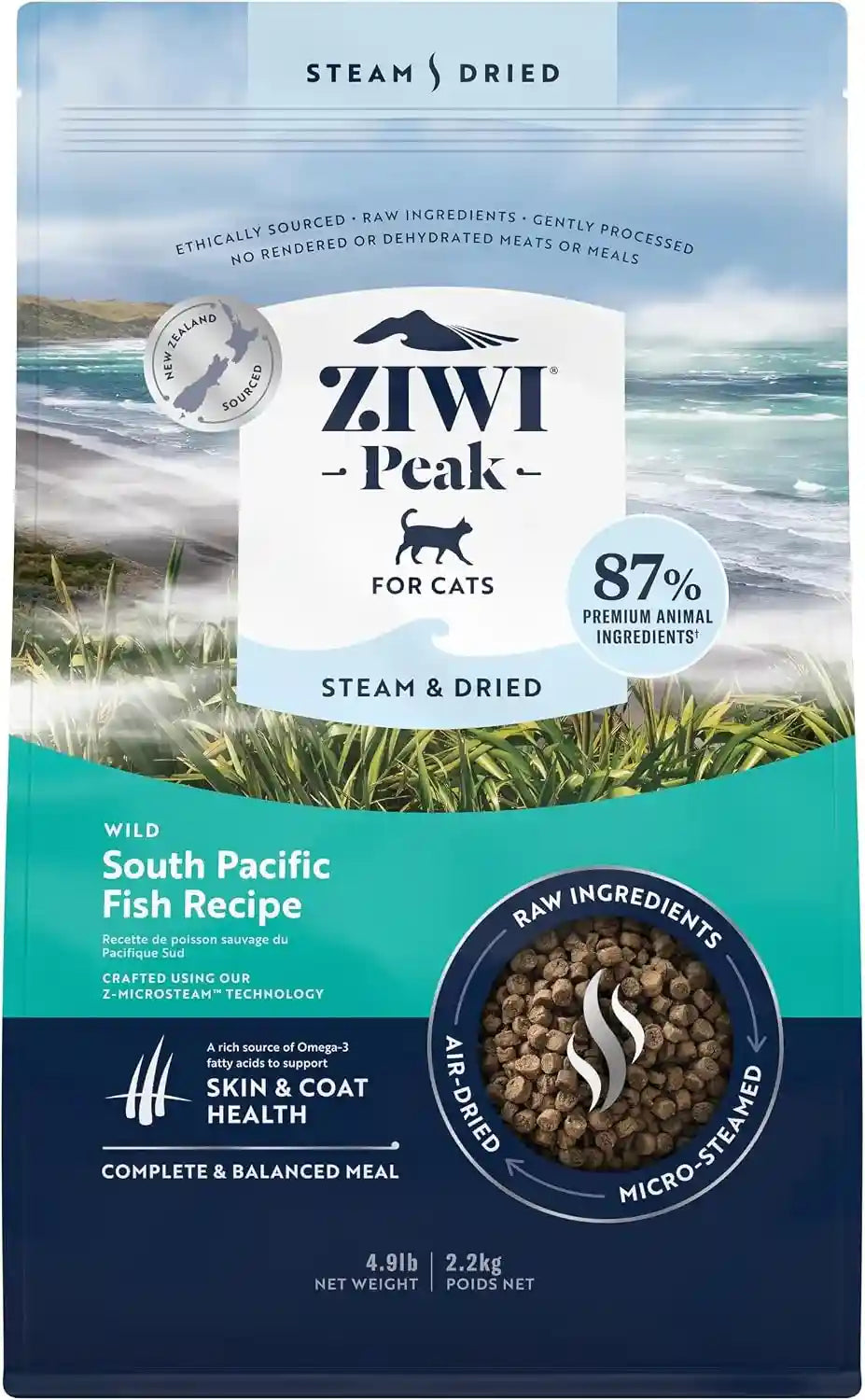 ziwi-peak-steam-dried-cat-food-cage-free-chicken-w-whole-mackerel-high-protein-skin-coat-health-low-carb-for-all-life-stages-28-8oz