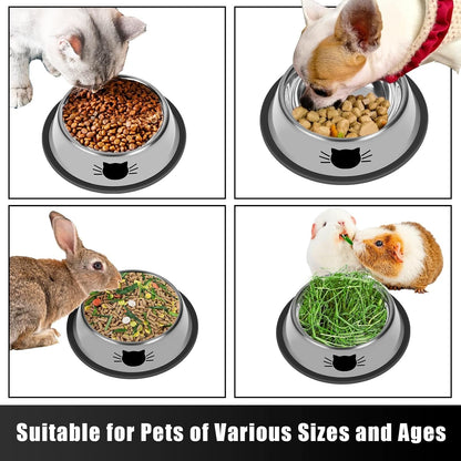 Serentive 2 Pcs Non-Slip Stainless Steel Small Cat Food Bowls - Unbreakable, Thicken 7 Oz Cat Dishes - Indoor, Removable Rubber Base, Easily Clean, Lovely Color5