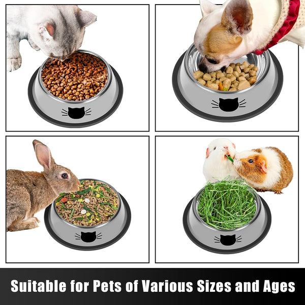 Serentive 2 Pcs Non-Slip Stainless Steel Small Cat Food Bowls - Unbreakable, Thicken 7 Oz Cat Dishes - Indoor, Removable Rubber Base, Easily Clean, Lovely Color5