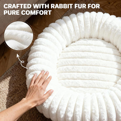 Donut Pet Bed for Indoor Cats and Small Dogs, Self-Heating Dog Bed with Non-Slip Bottom, Winter Comfort Dog Beds for Puppies, Washable & Portable Egg Tart Shape (S) Small Cat Bed Self Warming4