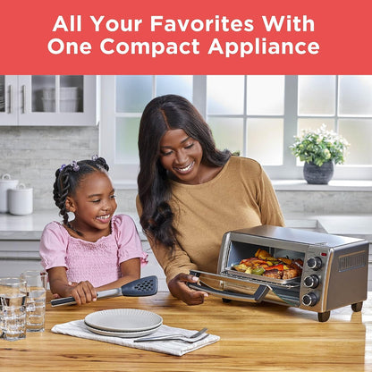 BLACK+DECKER TO1313SBD Toaster Oven, 15.47 Inch, Silver | Compact Convection Oven Fits a 9-Inch Pizza with Timer, Stay-On Function and Removable Crumb Tray.6