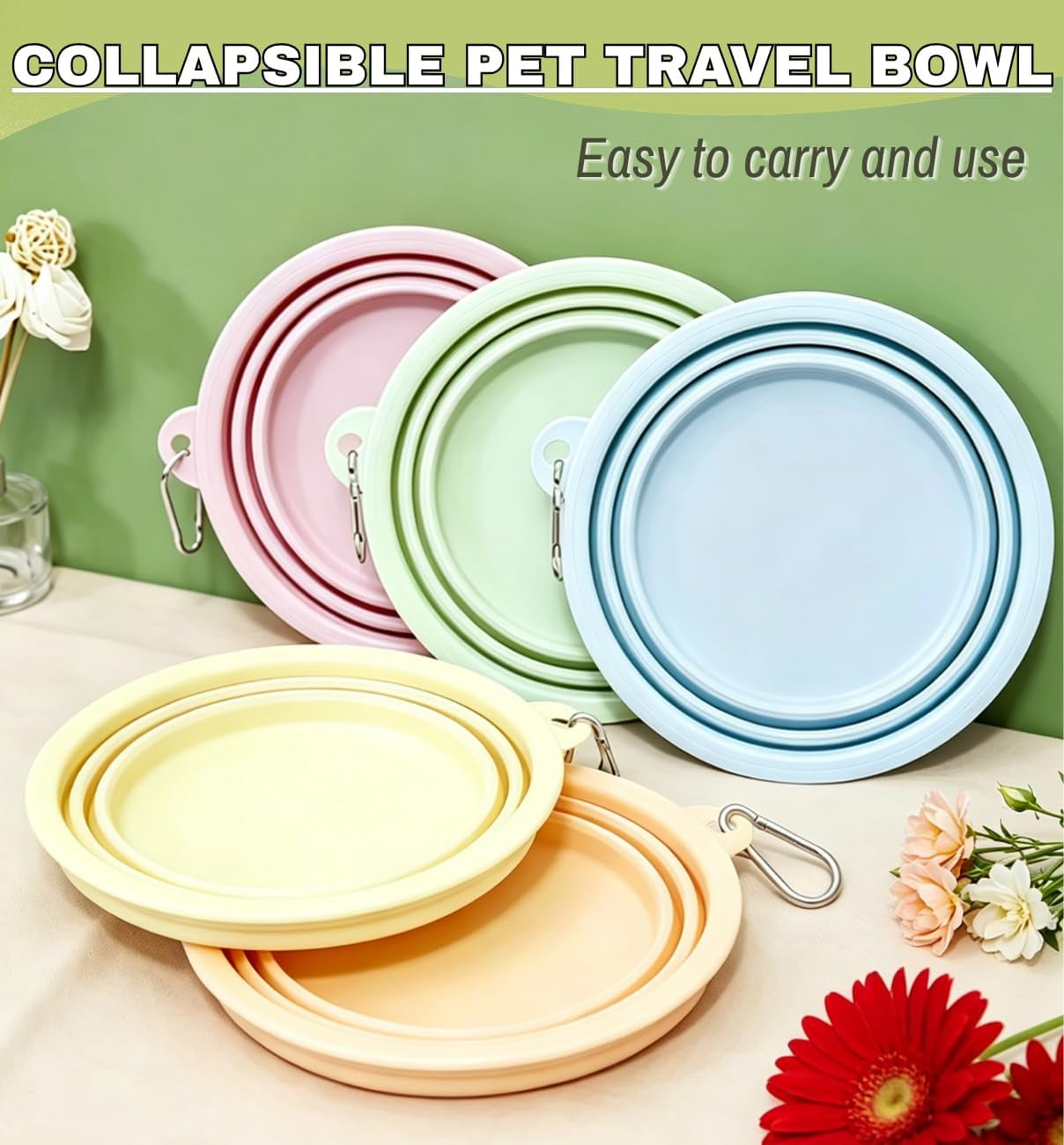 collapsible-pet-bowl-travel-food-water-bowlgreenpinkblue-food-grade-silicone-bpa-free-soft-durable-collapsible-with-carabiner-for-travel-non-slip-base-easy-to-rinse-clean